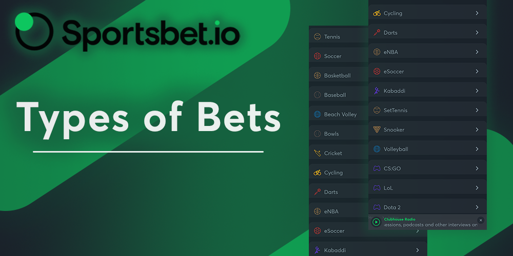 Different types of bets that you can make on Sportsbet io