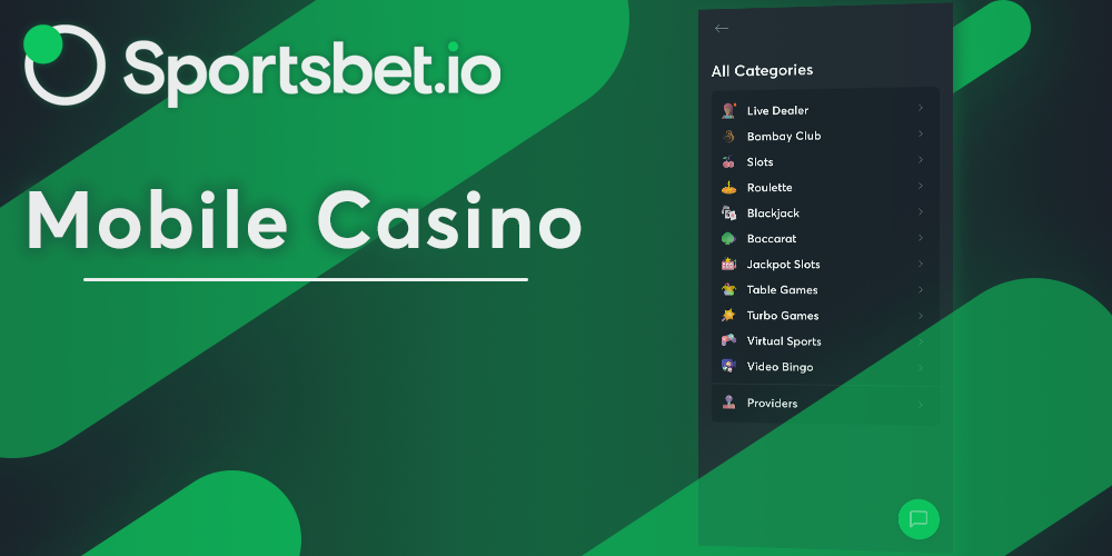 mobile version of the online casino Sportsbet io